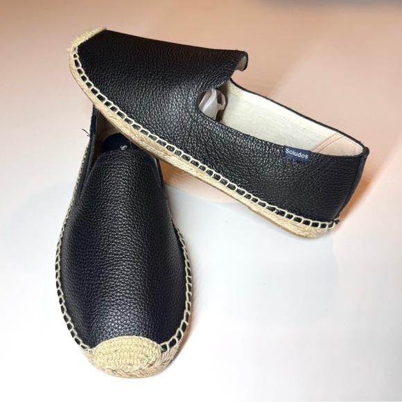 SOLUDOS Men’s Black Beige Leather Espadrille Loafers Size- 8 ( New Without Box ) - Picture 6 of 10